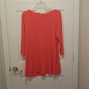 JollieLovin Coral Tunic 3/4 Sleeve Top Size Large